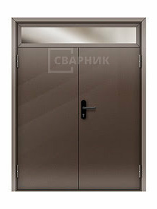 Двупольная глухая противопожарная дверь ДПМ-02 2 типа с фрамугой